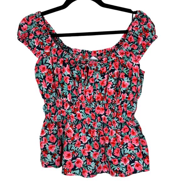 Old Navy Fitted Tie-Front Smocked Top Floral Women's Size Small NEW with Tags - Picture 7 of 8
